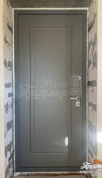 входная дверь для загородного дома с серой фрезерованной мдф панелью внутри.jpg